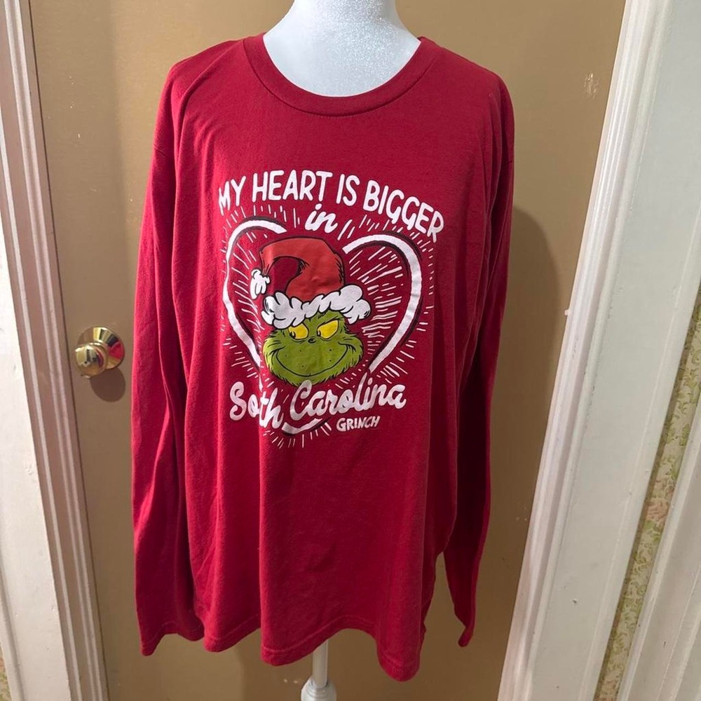 Dr. Seuss The Grinch Long Sleeve Shirt Large Red Good South Carolina Graphic